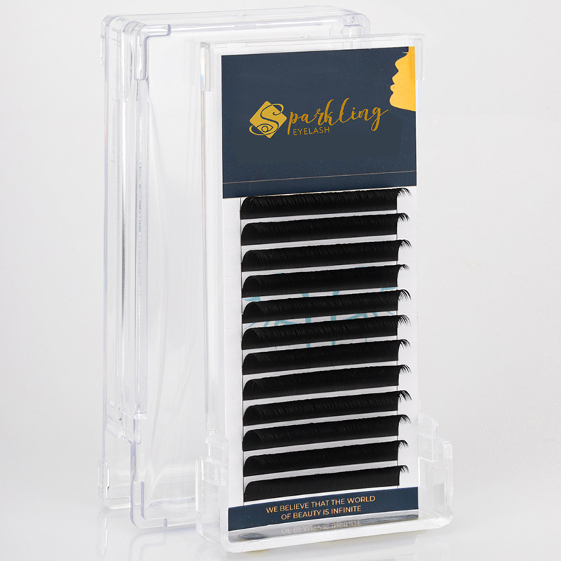 12 prúžkov Easy Fan Volume Extensions 0,07 D Curl Korean PBT Lashes