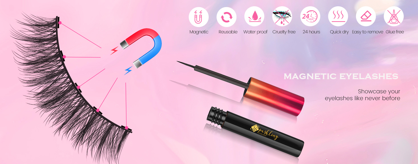 Získajte dokonalý glam vzhľad so súpravou magnetických mihalníc Pingdu Sparkling Eyelash® 3D