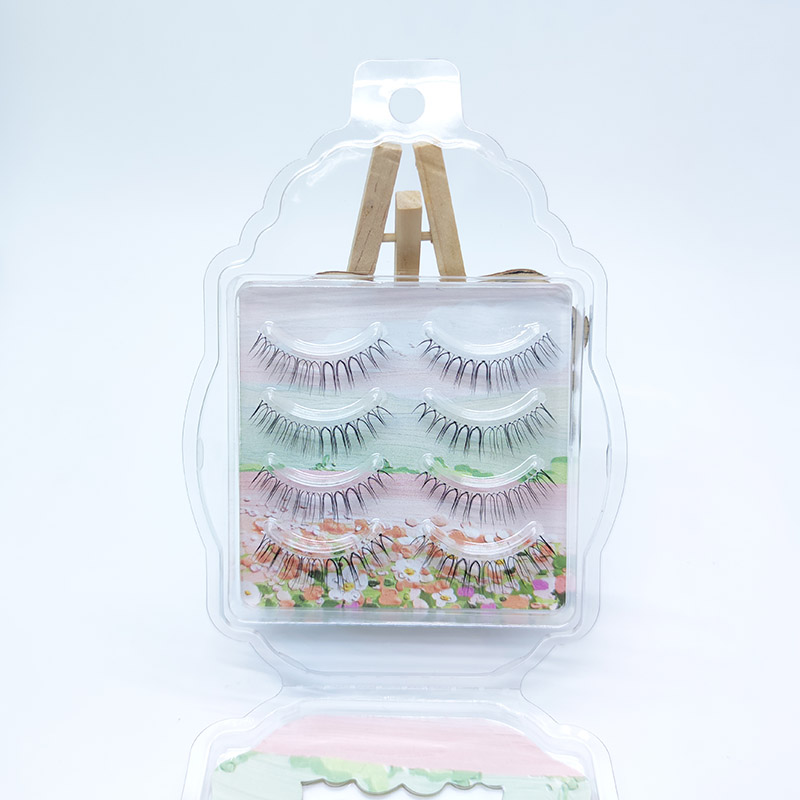 4 páry umelých rias Natural Look Strip Cross Clear Band 5-7mm Cross Eyelash JK1